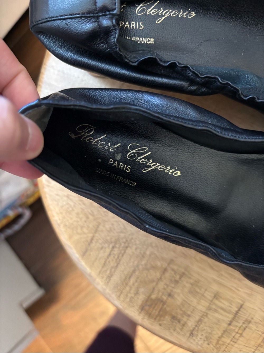 Robert Clergerie designer Black Leather Block Heel Ballet Flats - Picture 7 of 9
